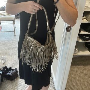 Gold fringe soft leather bag purchased in Argentina